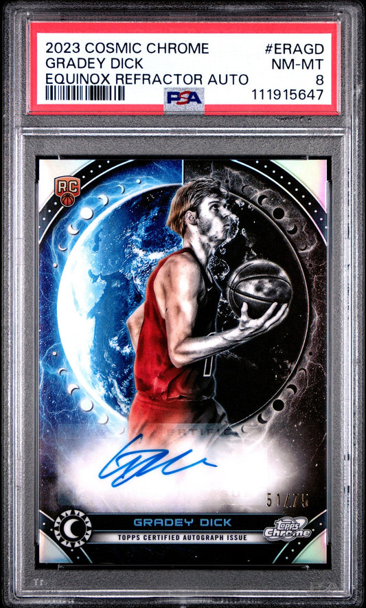 Gradey Dick 2023 Topps Cosmic Chrome Equinox Auto Equinox Refractor Auto PSA 8