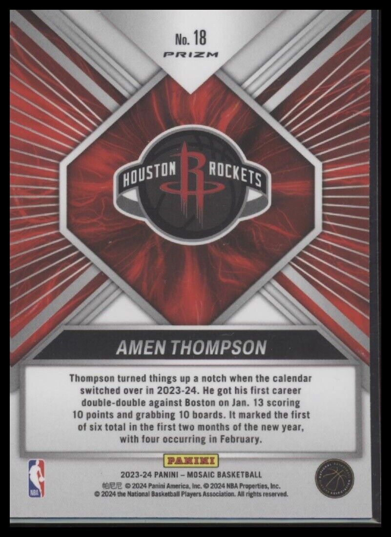 2023-24 Panini Mosaic #18 Amen Thompson Overdrive