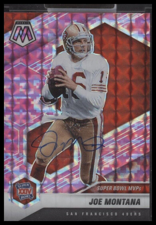 2021 Panini Mosaic #293 Joe Montana Prizm Pink - Certified Auto