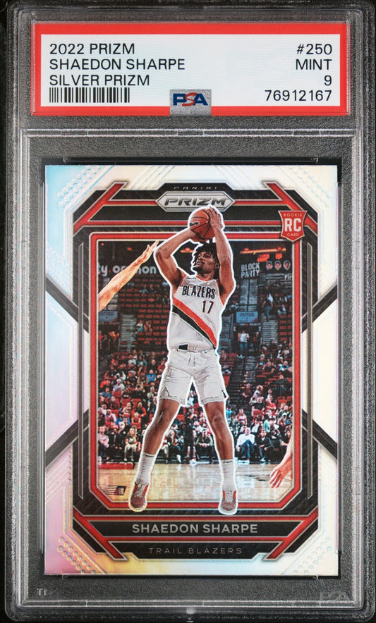 Shaedon Sharpe 2022 Panini Prizm #250 Silver Prizm PSA 9