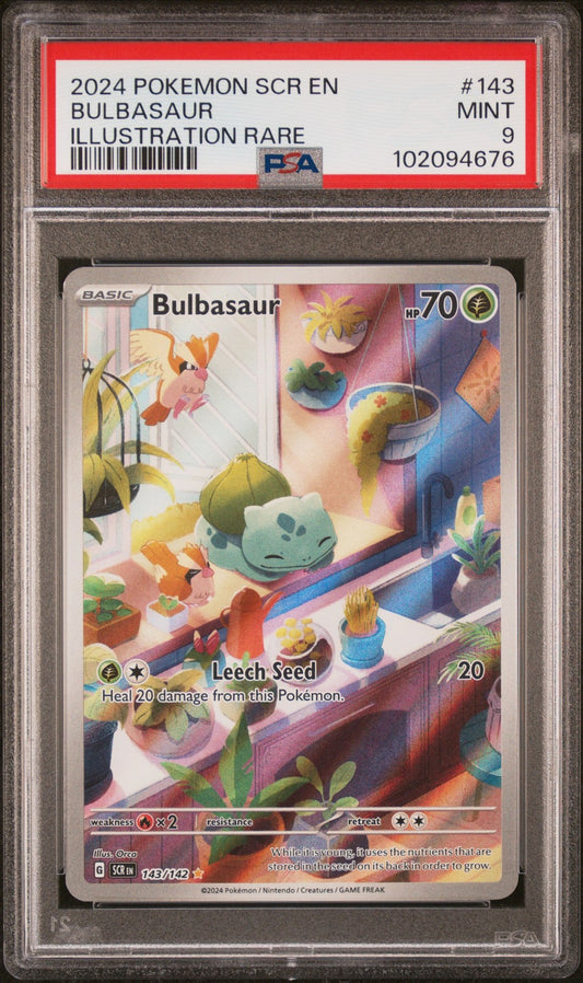Bulbasaur 2024 Pokemon Scr En-Stellar Crown #143 Illustration Rare PSA 9