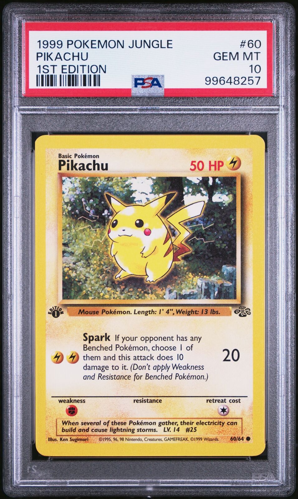 1999 Pokemon Jungle #60 Pikachu 1st Edition PSA 10