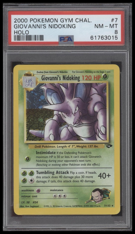 Giovanni'S Nidoking 2000 Pokemon Gym Challenge #7 Holo PSA 8