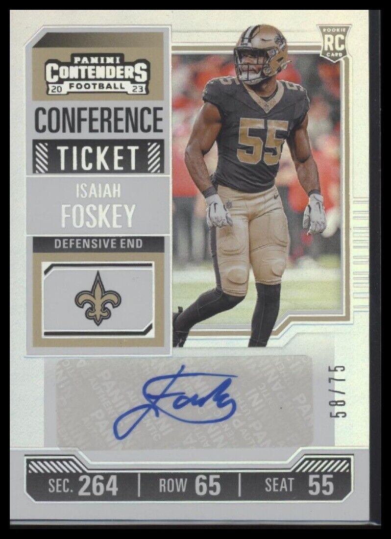2023 Panini Contenders #239 Isaiah Foskey Conference Ticket #/75