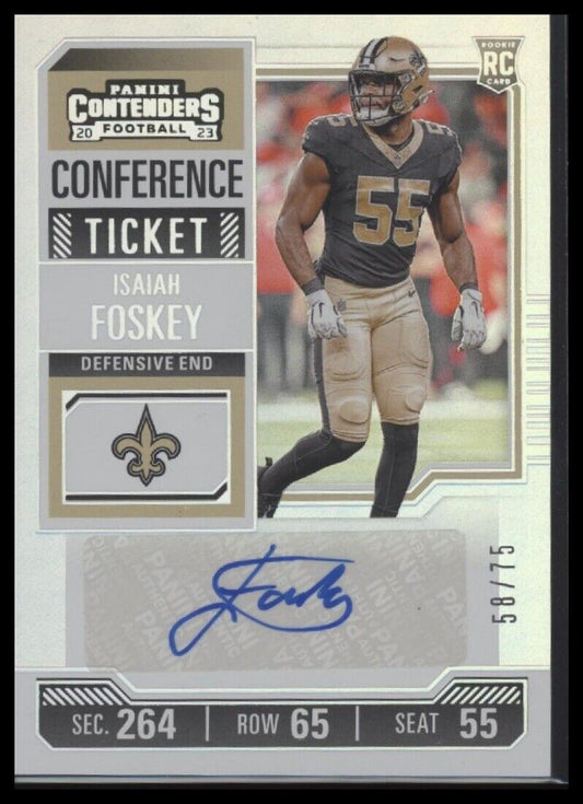 2023 Panini Contenders #239 Isaiah Foskey Conference Ticket #/75