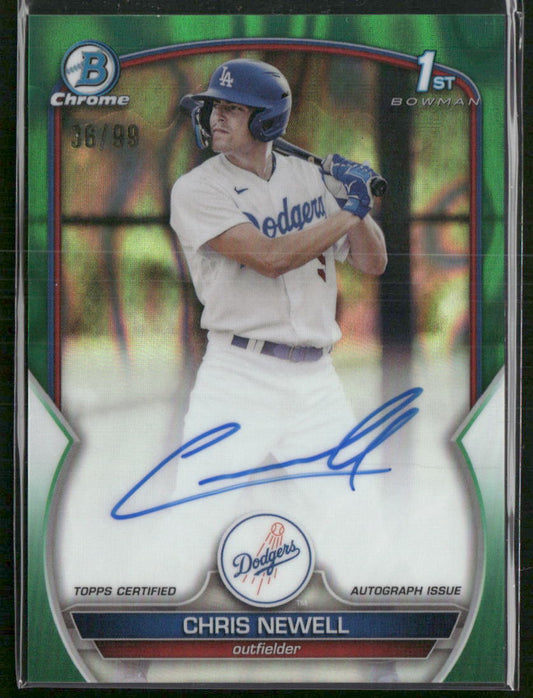 2023 Bowman Chrome Chris Newell Chrome Prospect Autographs Green Refractor #/99