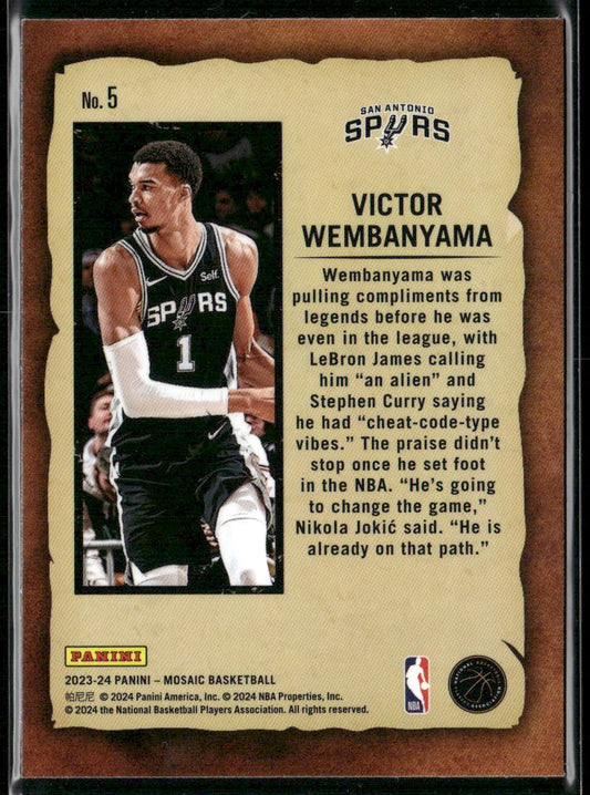 2023-24 Panini Mosaic #5 Victor Wembanyama Noteriety