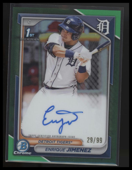 2024 Bowman Chrome Enrique Jimenez Prospects Autographs Green Refractors #/99