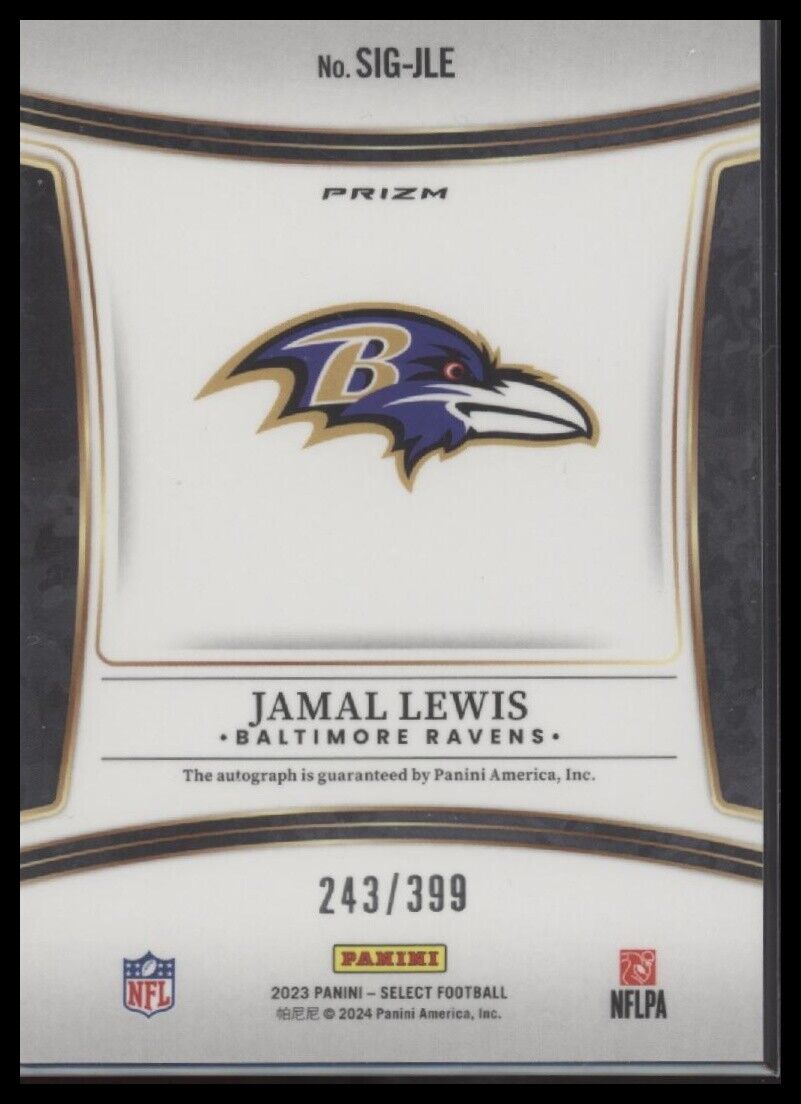 2023 Panini Select #SIG-JLE Jamal Lewis Signatures Prizm #/399