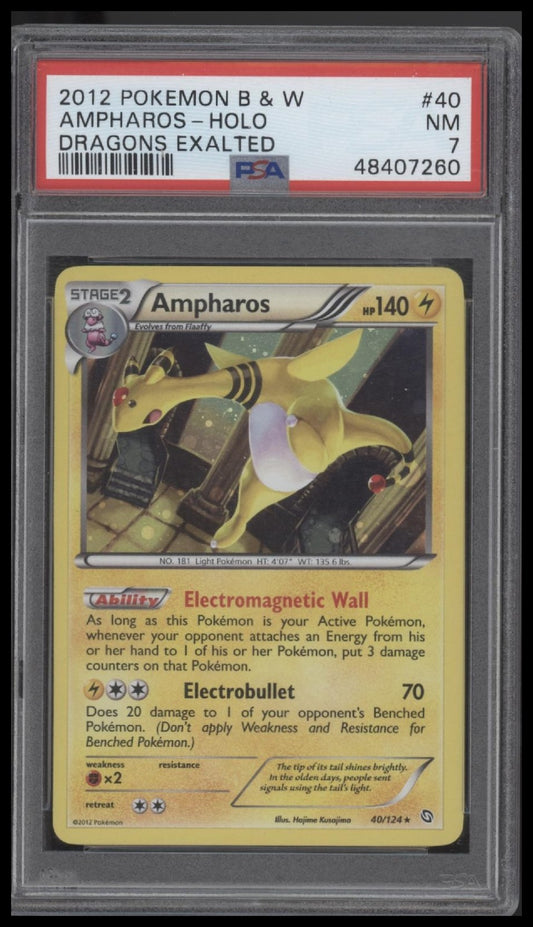 Ampharos-Holo 2012 Pokemon Black & White Dragons Exalted PSA 7