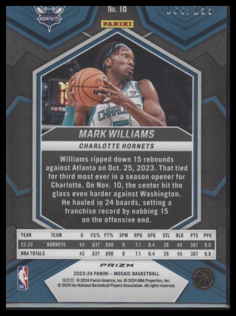 2023-24 Panini Mosaic #18 Mark Williams Blue #/199