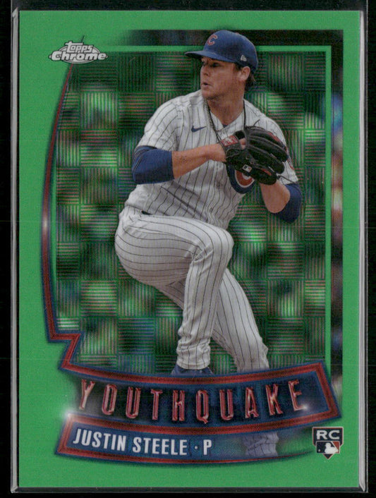 2023 Topps Chrome Update #YQ-77 Justin Steele Youthquake Green Refractor #/99
