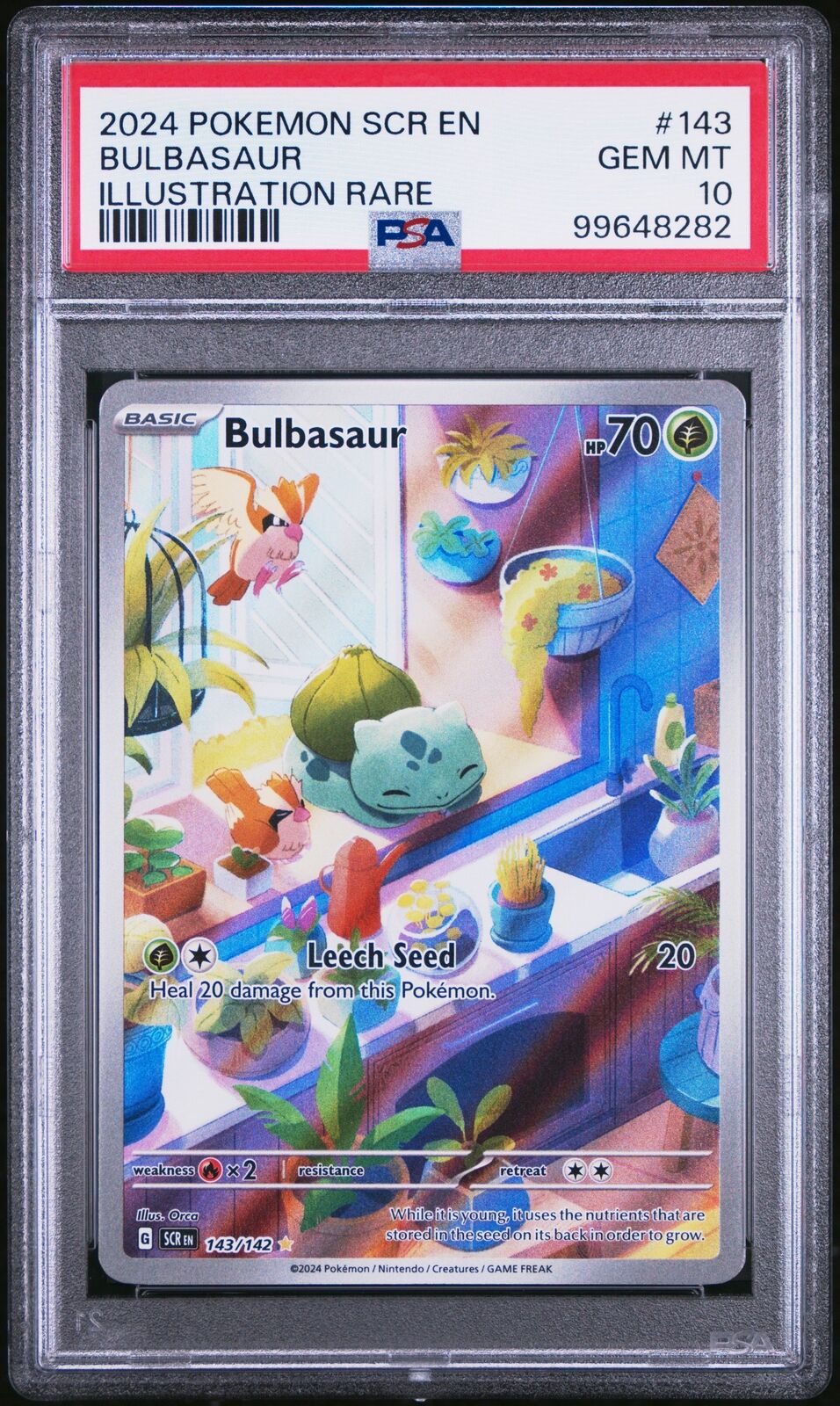2024 Pokemon Scr En-Stellar Crown #143 Bulbasaur Illustration Rare PSA 10
