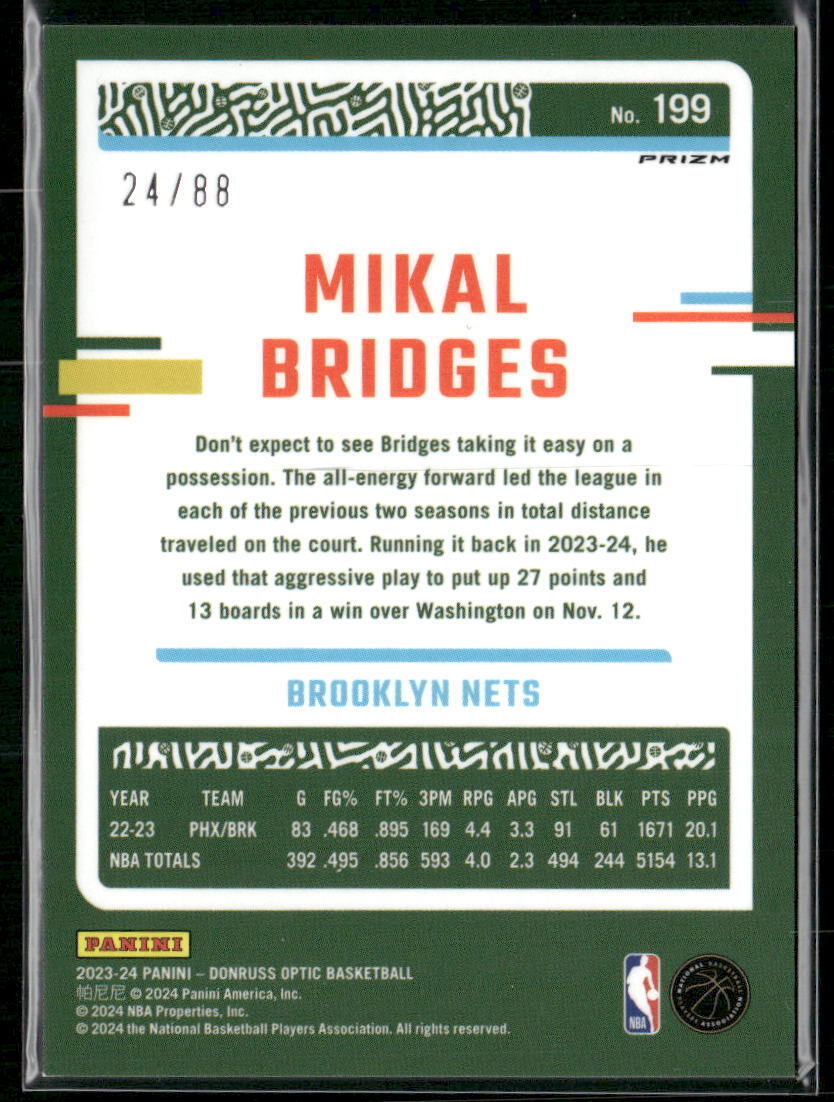 2023-24 Donruss Optic #199 Mikal Bridges Choice Red #/88