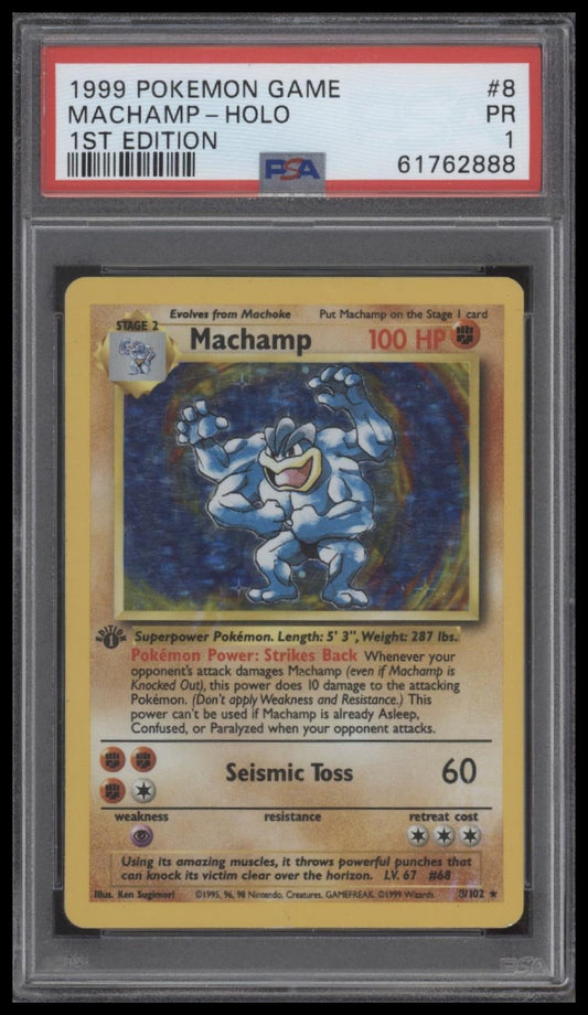 Machamp-Holo 1999 Pokemon Game #8 1st Edition PSA 1