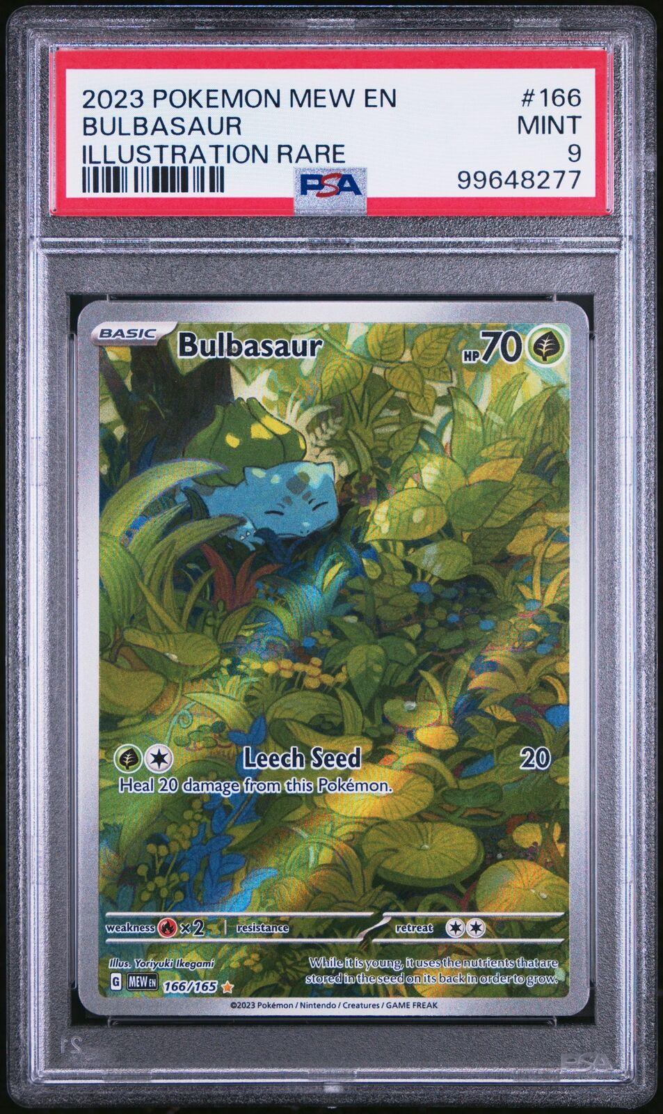 2023 Pokemon Mew En-151 #166 Bulbasaur Illustration Rare PSA 9