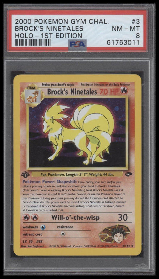 Brock'S Ninetales 2000 Pokemon Gym Challenge Holo-1st Edition PSA 8