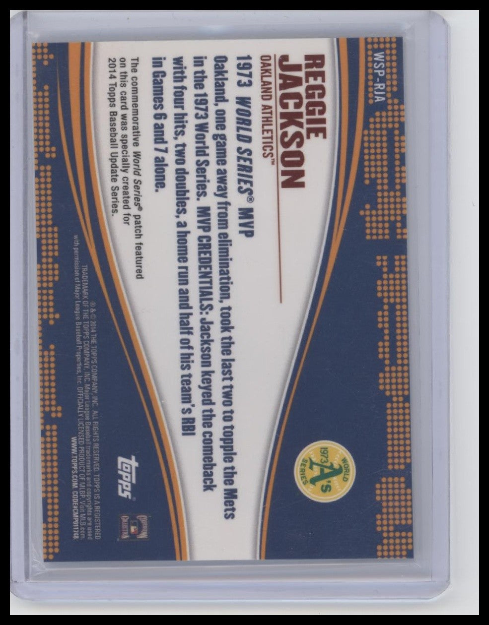 Reggie Jackson Topps 1973 World Series Commemorative Logo Patch