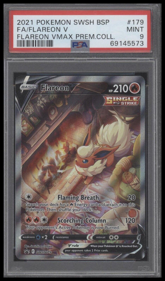 2021 Pokemon Swsh Black Star Promo #179 Fa/Flareon V Flareon Vmax PSA 9
