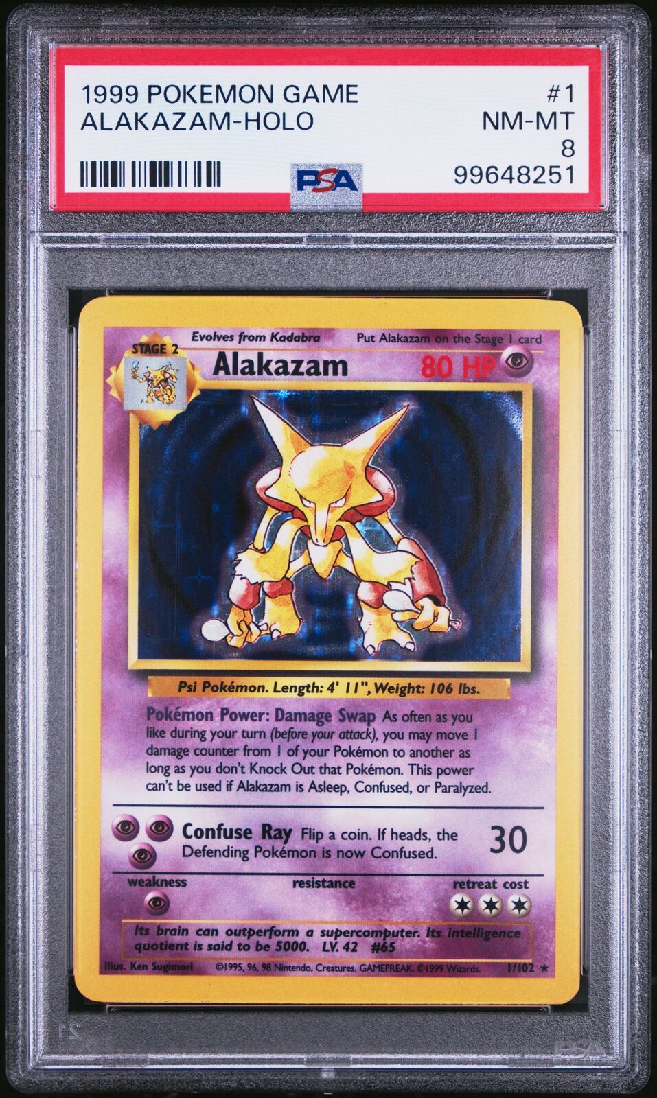 1999 Pokemon Game #1 Alakazam-Holo PSA 8