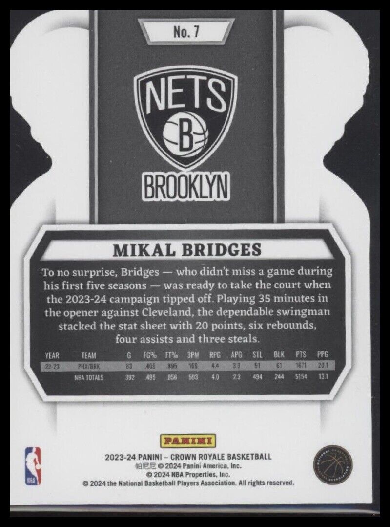 2023-24 Panini Crown Royale #7 Mikal Bridges