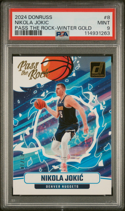 Nikola Jokic 2024 Panini Pass The Rock #8 Pass The Rock- #/10 PSA 9