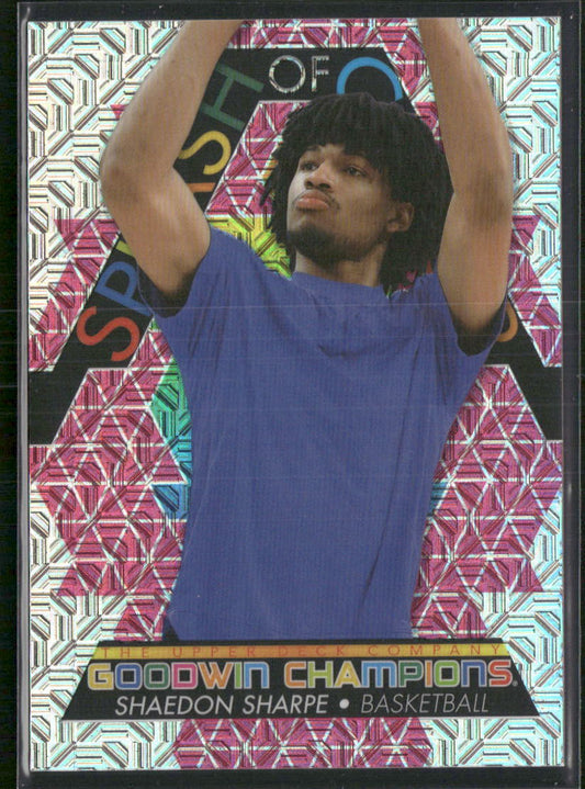 2022 Goodwin Champions Shaedon Sharpe Splash of Color Platinum Pink Traxx #/299