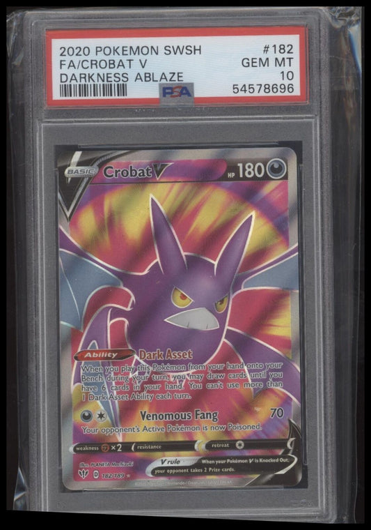 2020 Pokemon Sword & Shield Darkness Ablaze #182 Fa/Crobat V PSA 10