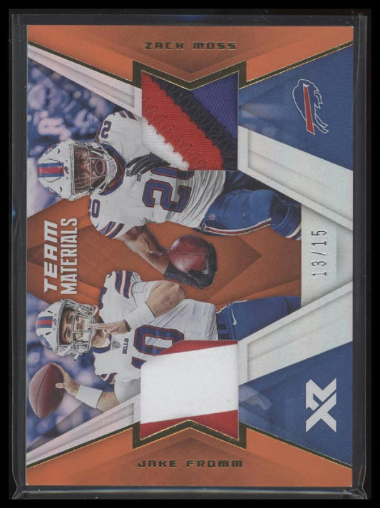2020 Panini XR #TM-6 Jake Fromm / Zack Moss Team Materials Orange #/15
