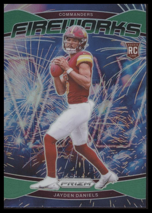 Jayden Daniels 2024 Panini Prizm #24 Fireworks Green Prizm