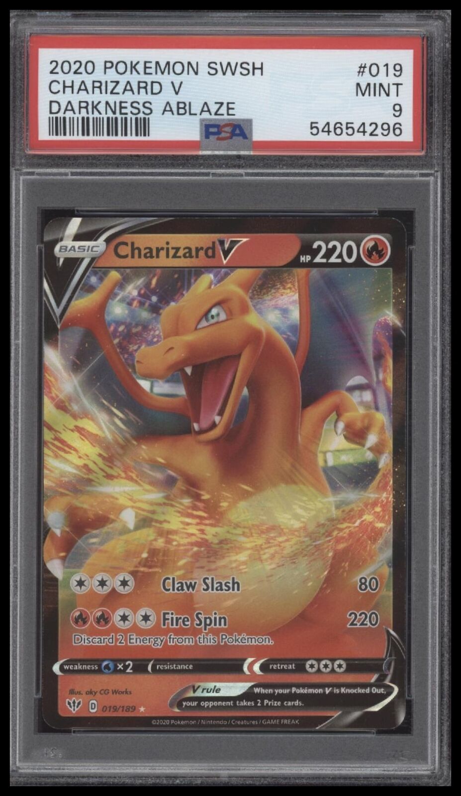 2020 Pokemon Darkness Ablaze #019 Charizard V Darkness Ablaze PSA 9