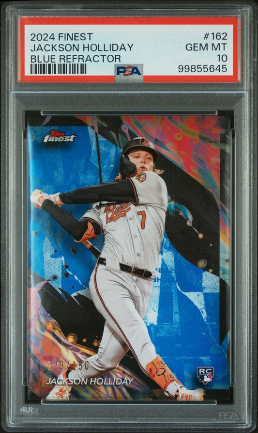 2024 Topps Finest #162 Jackson Holliday Blue Refractor PSA 10