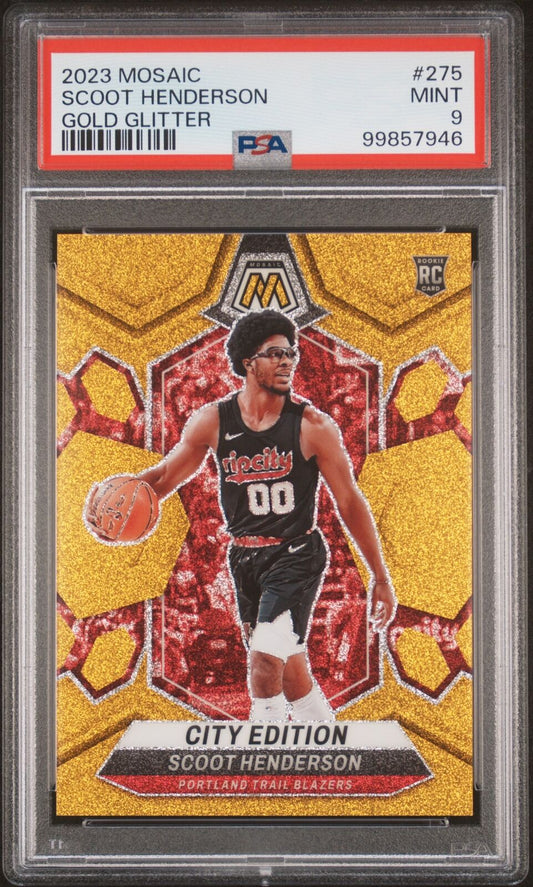 2023 Panini Mosaic #275 Scoot Henderson Gold Glitter PSA 9