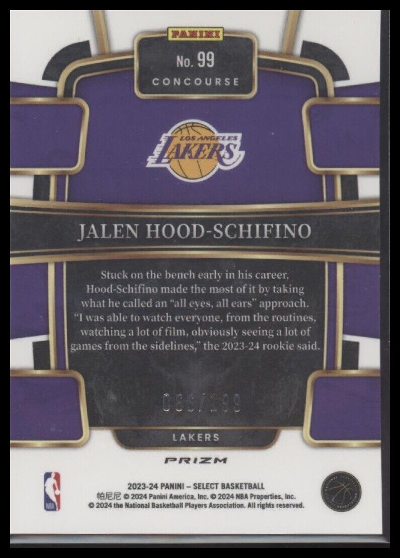 2023-24 Panini Select #99 Jalen Hood-Schifino Red Prizms #/199