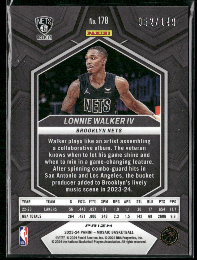 2023-24 Panini Mosaic #178 Lonnie Walker IV Pink #/149