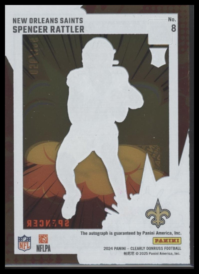 Spencer Rattler 2024 Clearly Donruss #8 Clearly Bomb Squad Autographs #/199