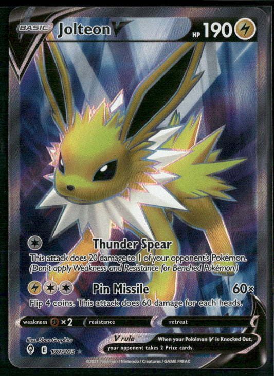 Pokemon SWSH07: Evolving Skies #177/203 Jolteon V (Full Art)