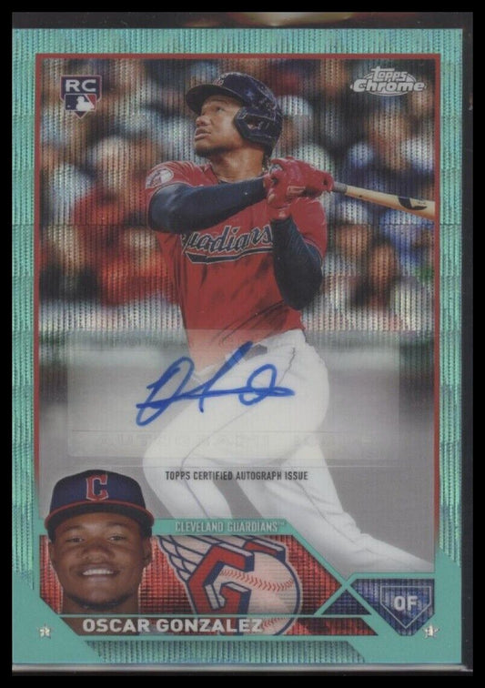 2023 Topps Chrome Update #AC-OG Oscar Gonzalez Autographs Aqua Wave #/199