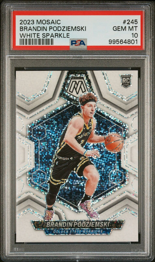 2023 Panini Mosaic #245 Brandin Podziemski White Sparkle PSA 10