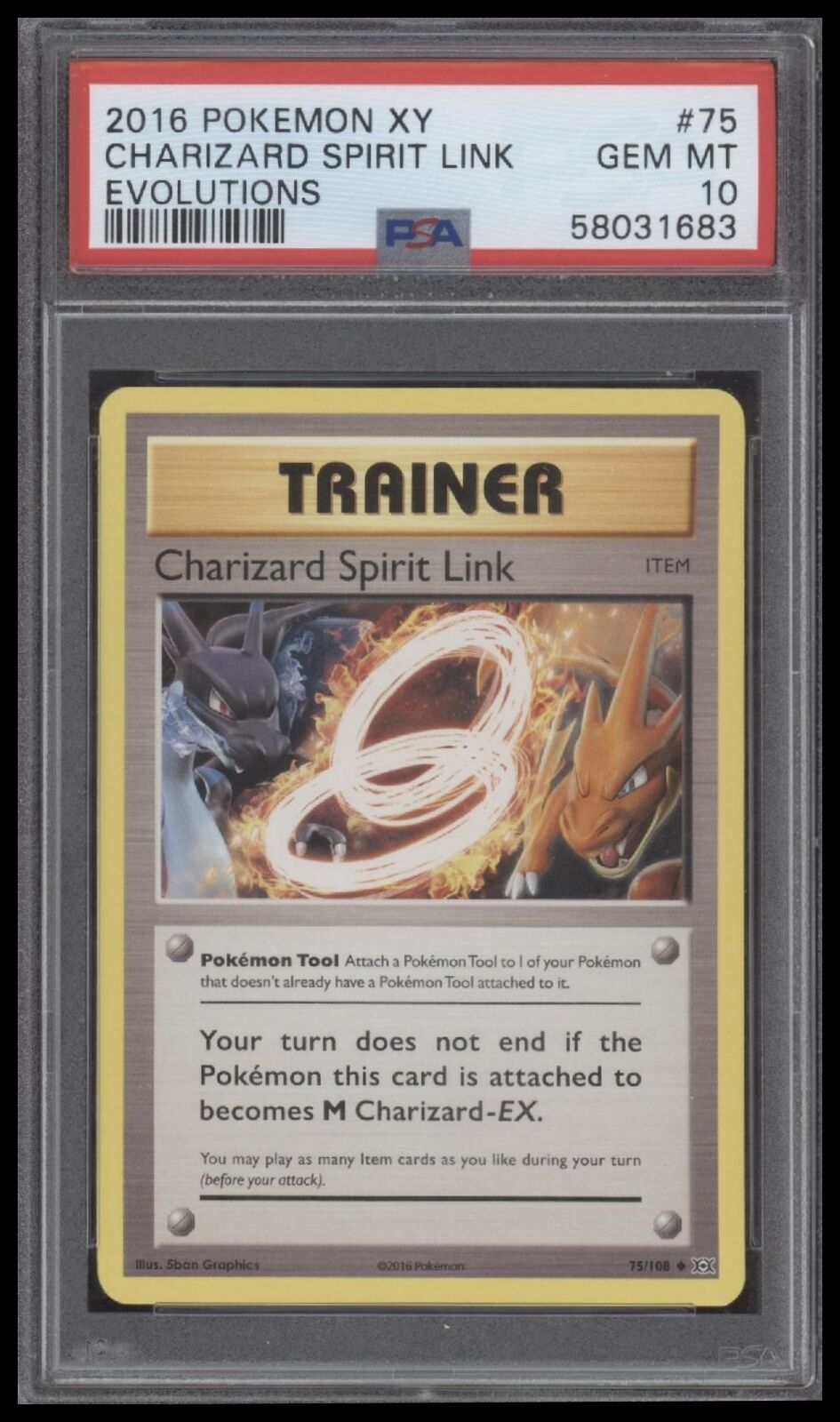 2016 Pokemon Xy Evolutions #75 Charizard Spirit Link Evolutions PSA 10