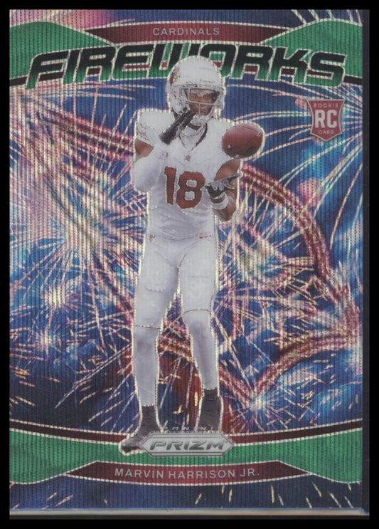 Marvin Harrison Jr. 2024 Panini Prizm #20 Fireworks Green Ice Prizm