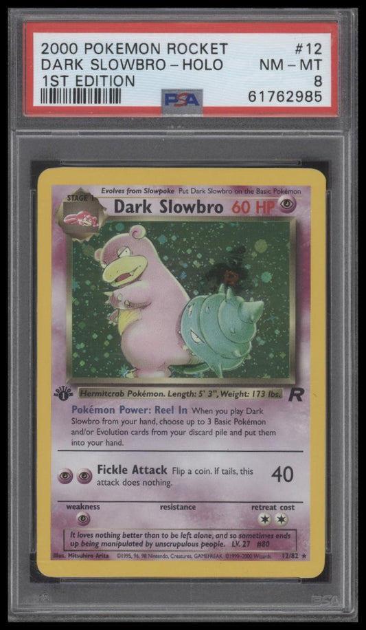 Dark Slowbro-Holo 2000 Pokemon Rocket #12 1st Edition PSA 8