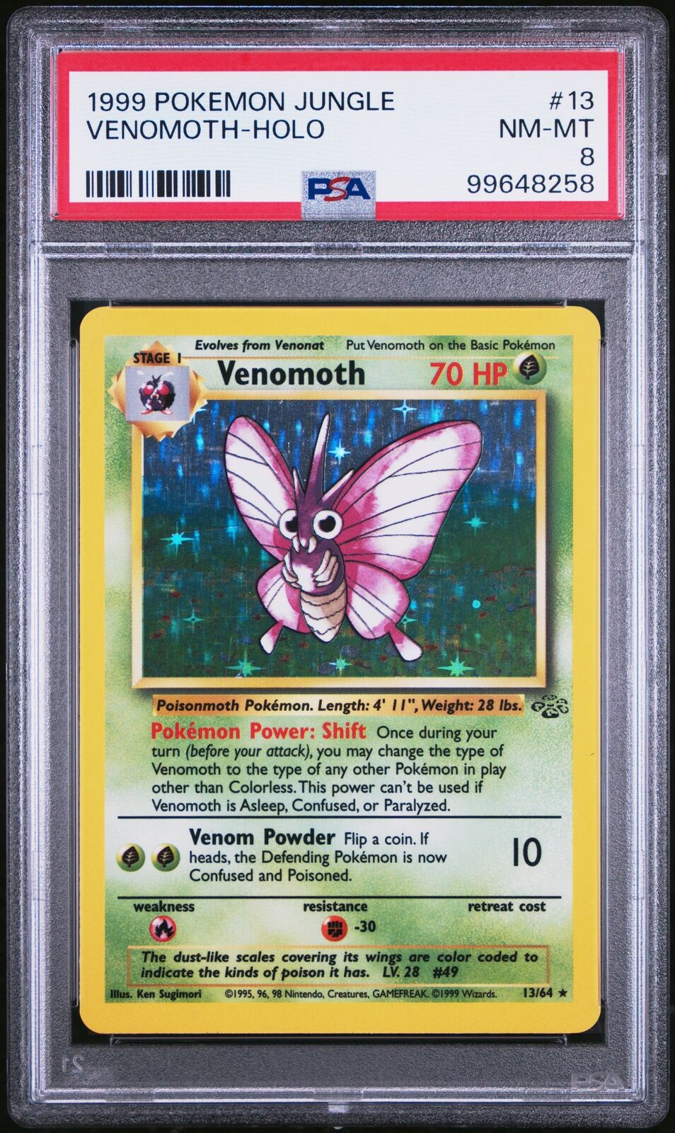 1999 Pokemon Jungle #13 Venomoth-Holo PSA 8