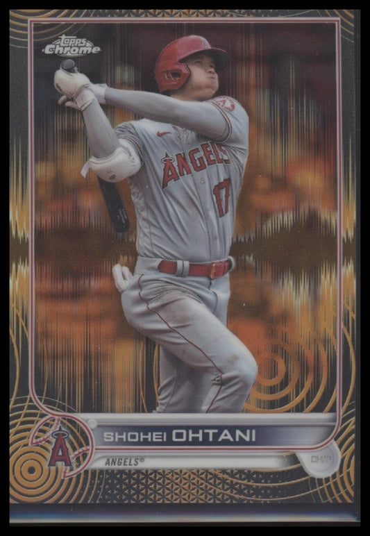Shohei Ohtani 2022 Topps Chrome Sonic #1 Orange/Black Sonic Pulse Refractor #/25