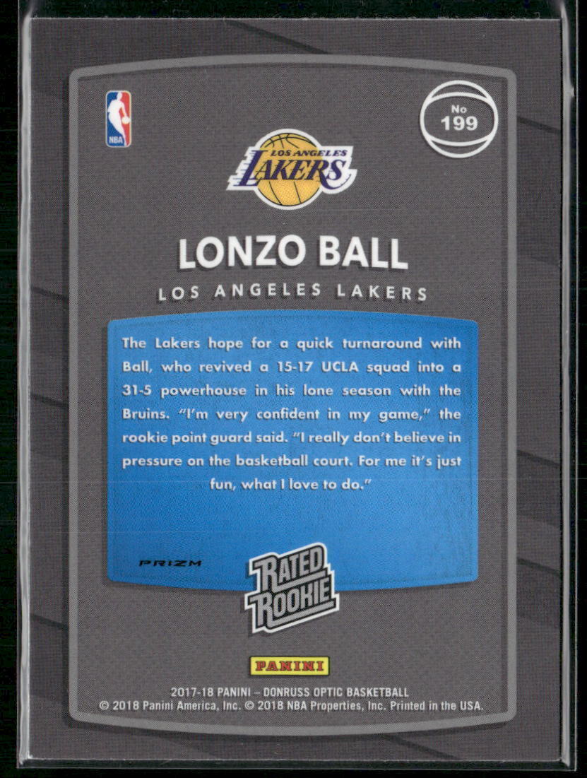 2017-18 Donruss Optic #199 Lonzo Ball Fast Break Holo
