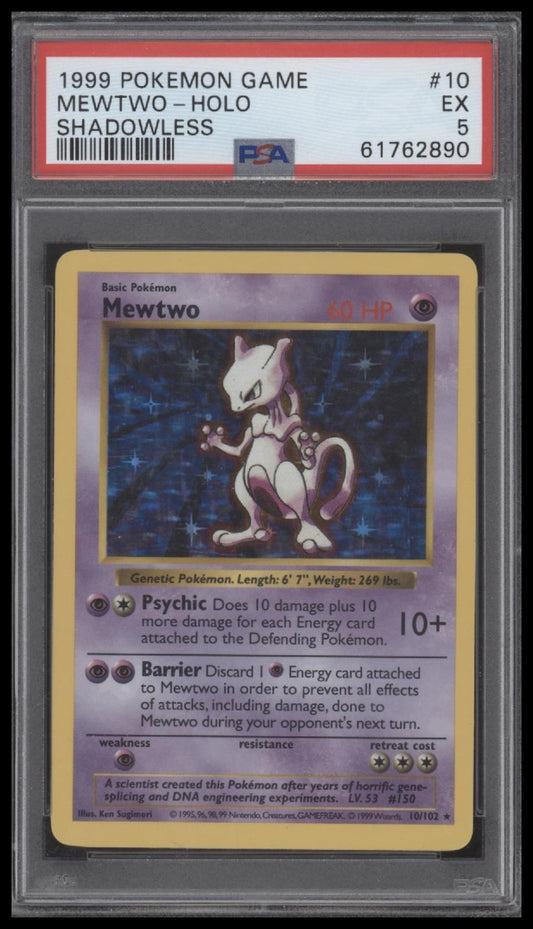 Mewtwo-Holo 1999 Pokemon Game #10 Shadowless PSA 5