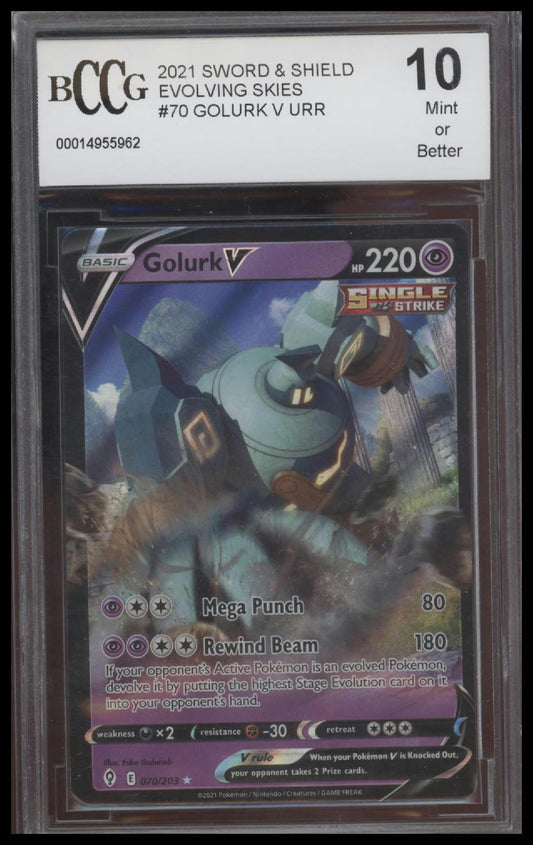 Golurk V 2021 Pokemon Sword and Shield Evolving Skies #70 BCCG 10.0