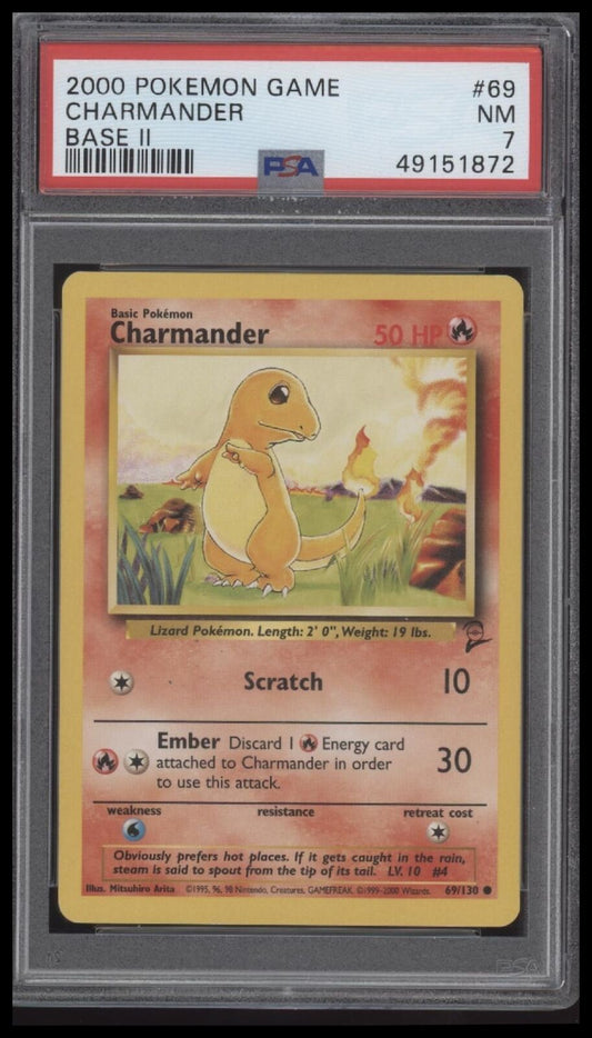 2000 Pokemon Game Base Ii #69 Charmander Base Ii PSA 7