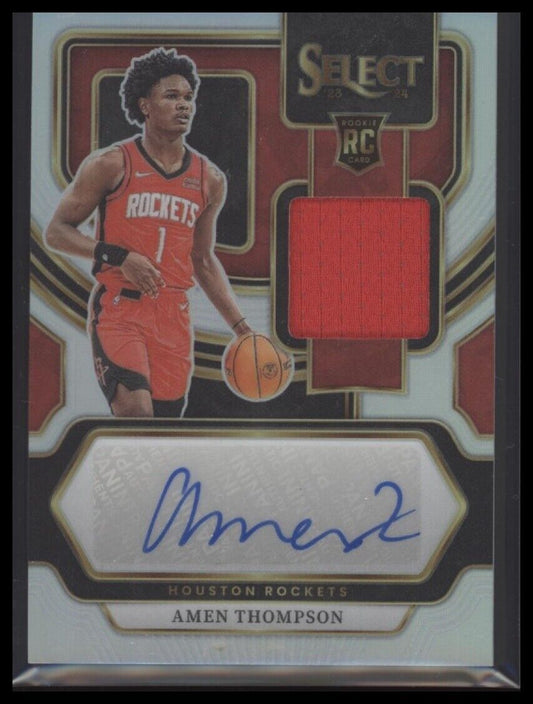 2023-24 Panini Select #RJ-AMN Amen Thompson Rookie Jersey Autographs #/199