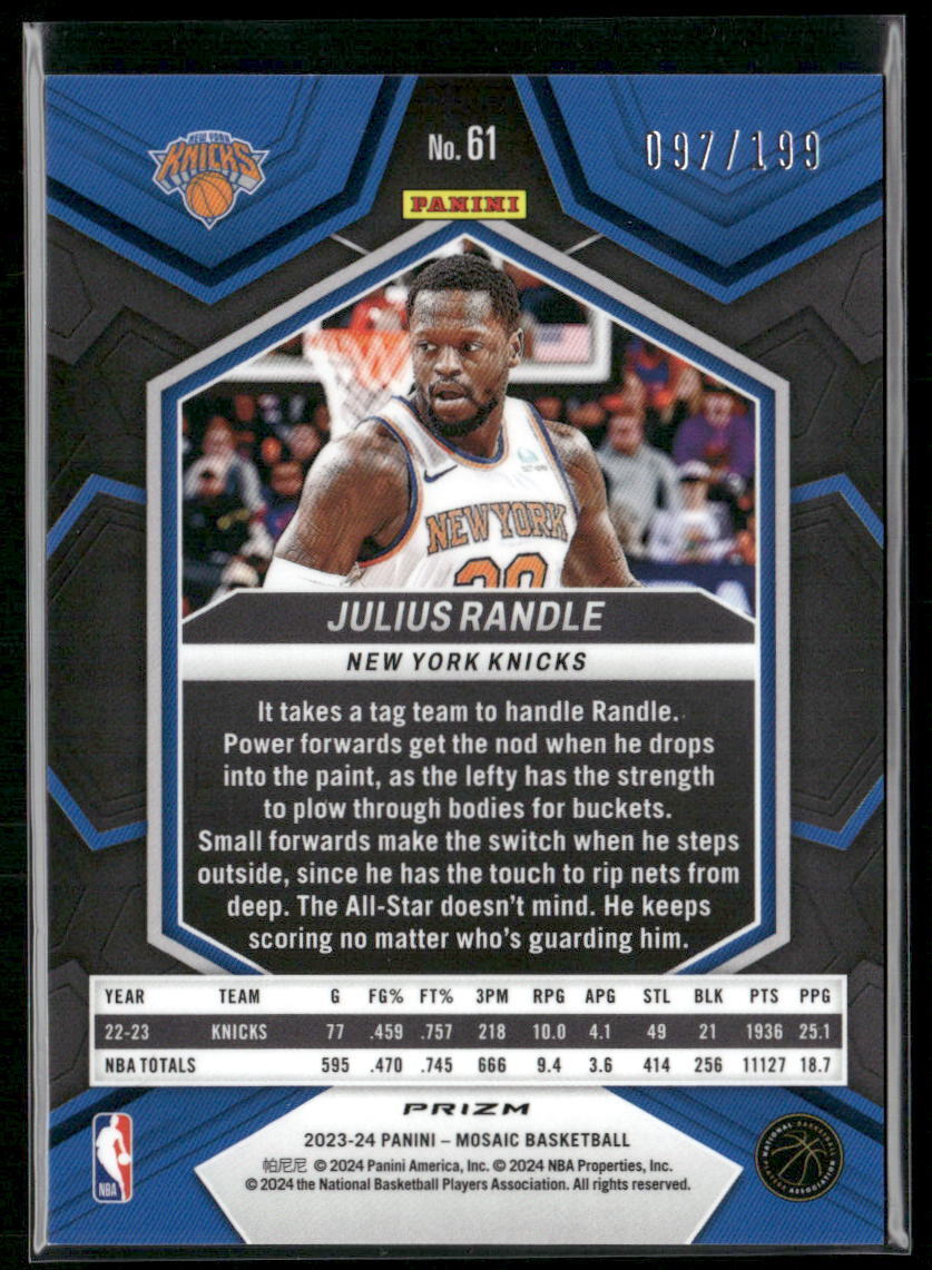 2023-24 Panini Mosaic #61 Julius Randle Blue #/199